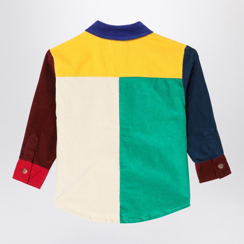 Bobo Choses Embroidered Color Block Corduroy Shirt In Multicolor