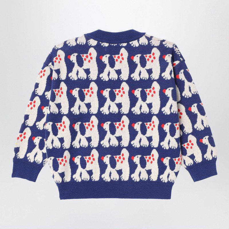 Bobo Choses Blue Sweater For Kids With Dog In White