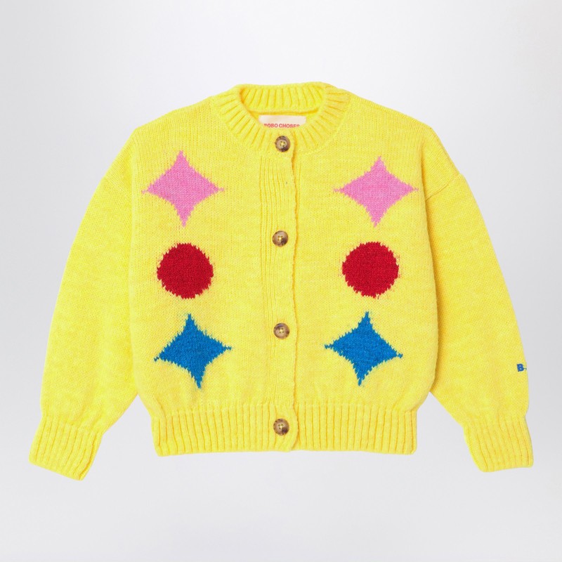 Yellow cardigan with inlay