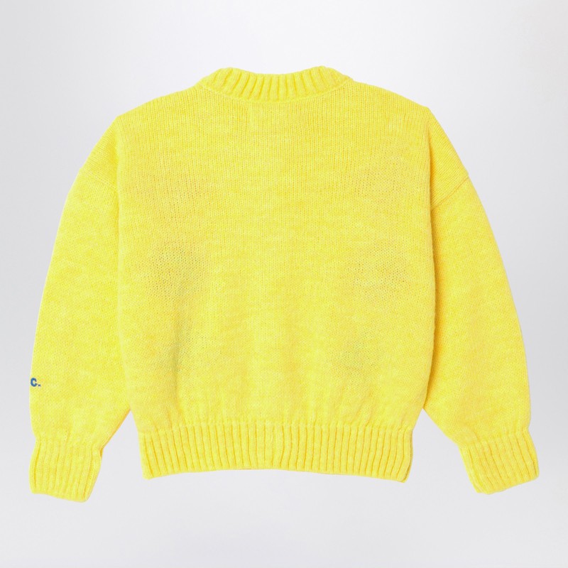 Bobo Choses Yellow Cardigan For Girl With Geometric Shapes In Yellow