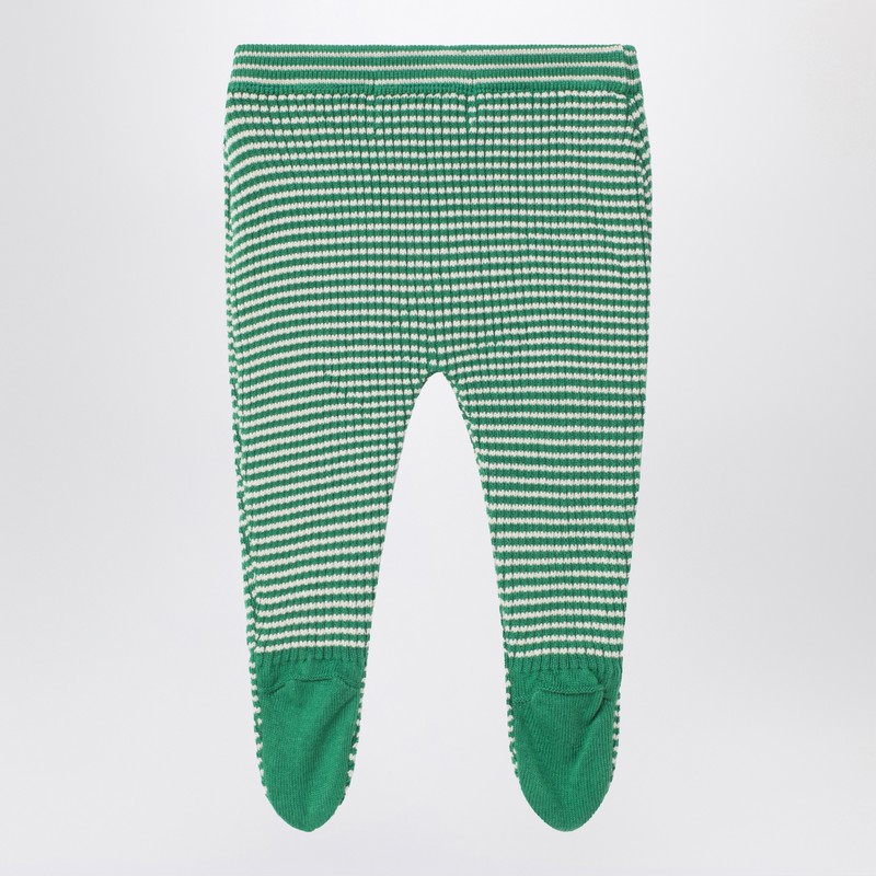 Bobo Choses Green/white Race Car Footed Leggings In Green