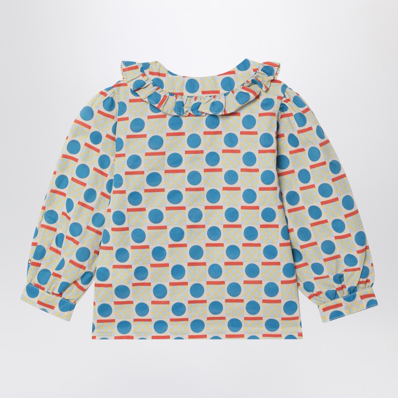 Bobo Choses Cotton Blouse With Geometric Patterns In White
