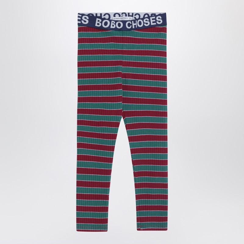 Ribbed striped cotton leggings