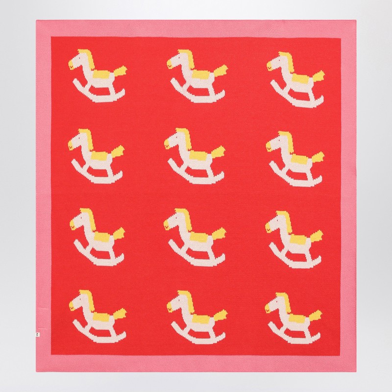 Bobo Choses Red Cotton Two-piece Rocking Horse Set In Pink