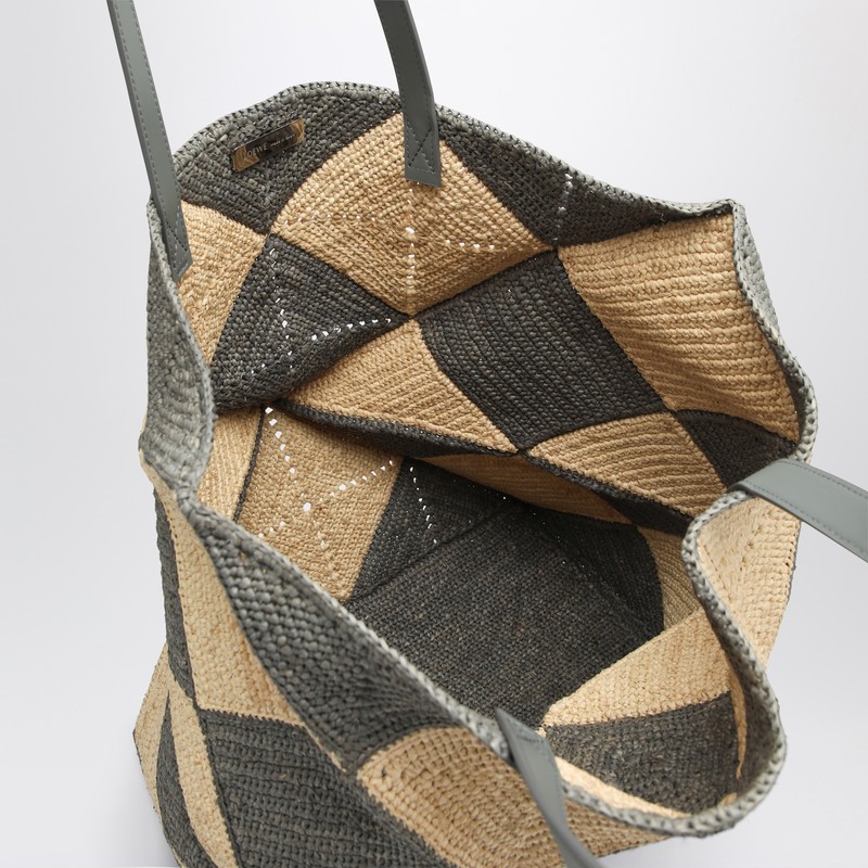 Loewe Puzzle Fold Diamond Xl Tote In Raffia In Beige