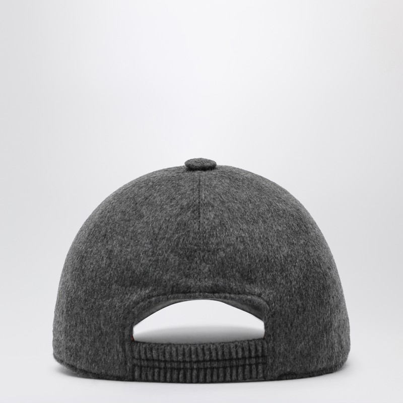 Zegna Dark Gray Cashmere Baseball Cap In Gray