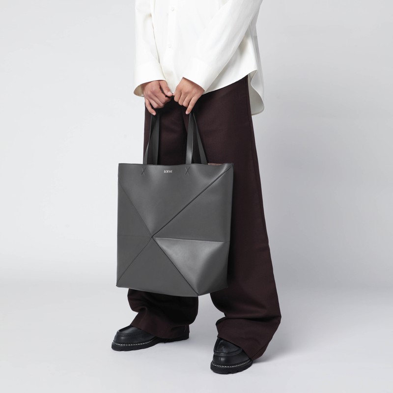 Loewe Dark Grey Puzzle Fold Tote Xl Bag In Black