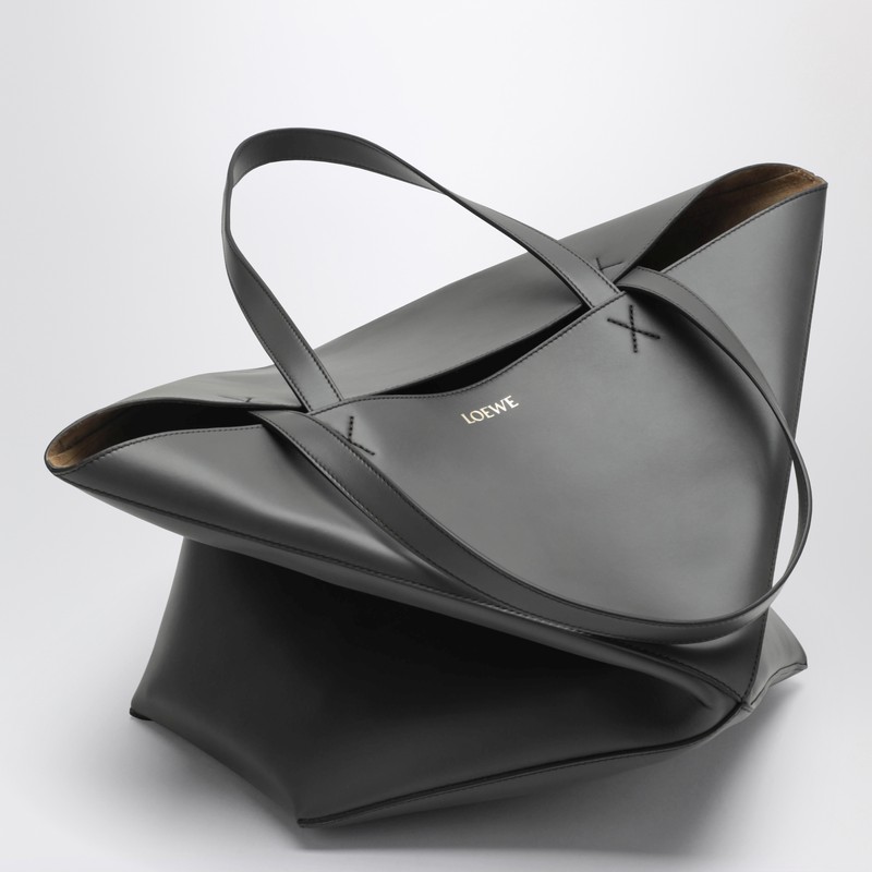 Loewe Dark Grey Puzzle Fold Tote Xl Bag In Black