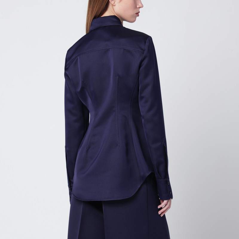Sportmax Fitted Long Sleeve Collared Shirt In Blue