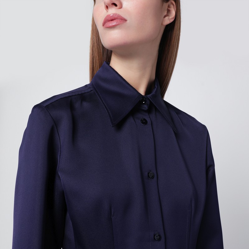Sportmax Fitted Long Sleeve Collared Shirt In Blue