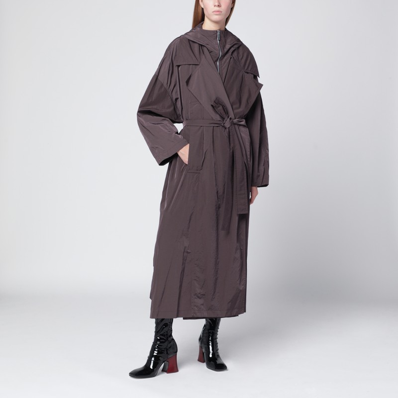 Sportmax Coffee-colored Oversized Taffeta Trench Coat In Brown