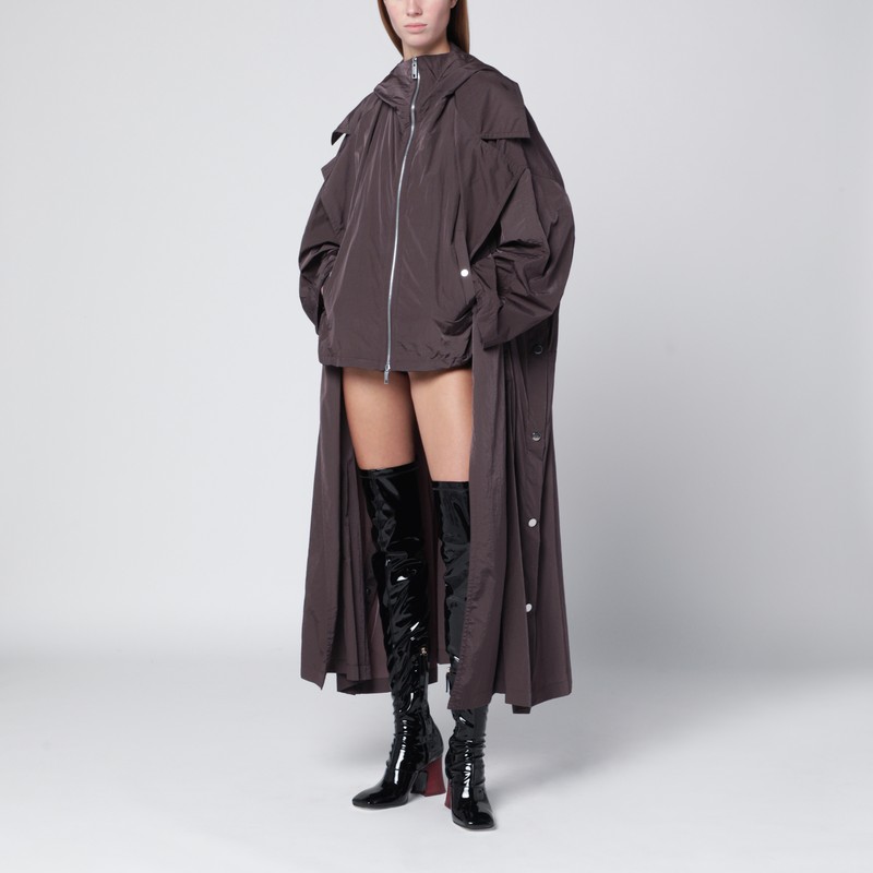 Sportmax Coffee-colored Oversized Taffeta Trench Coat In Brown