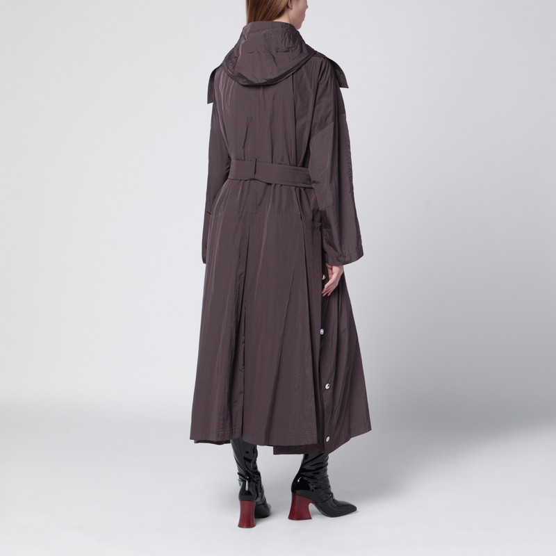 Sportmax Coffee-colored Oversized Taffeta Trench Coat In Brown
