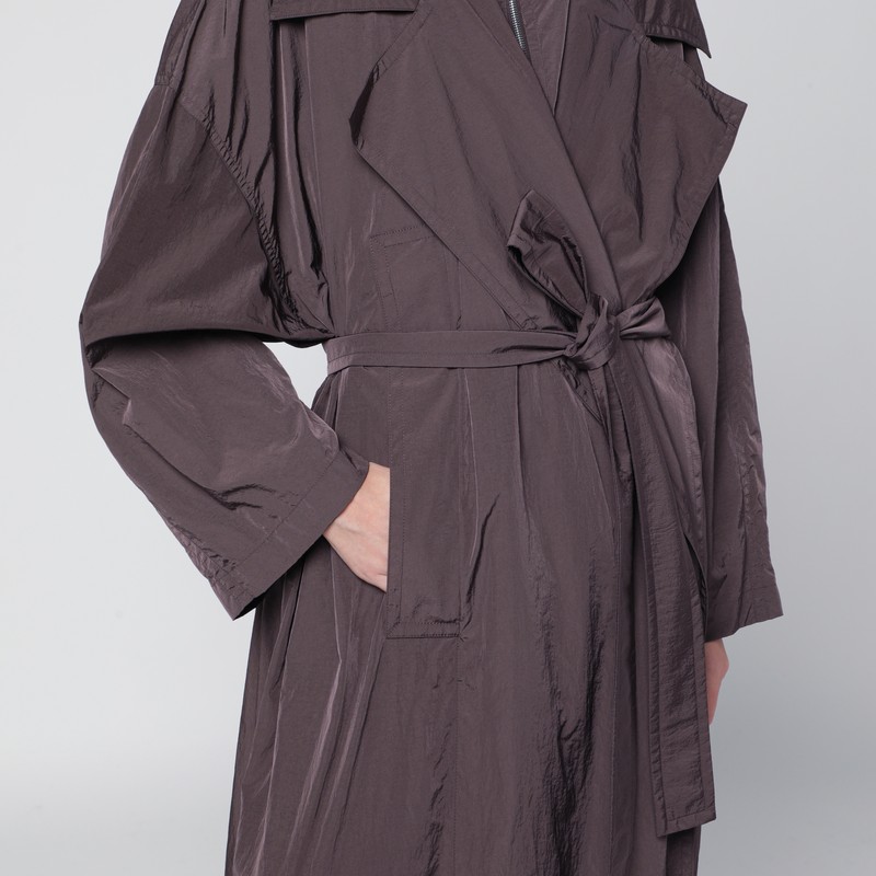 Sportmax Coffee-colored Oversized Taffeta Trench Coat In Brown