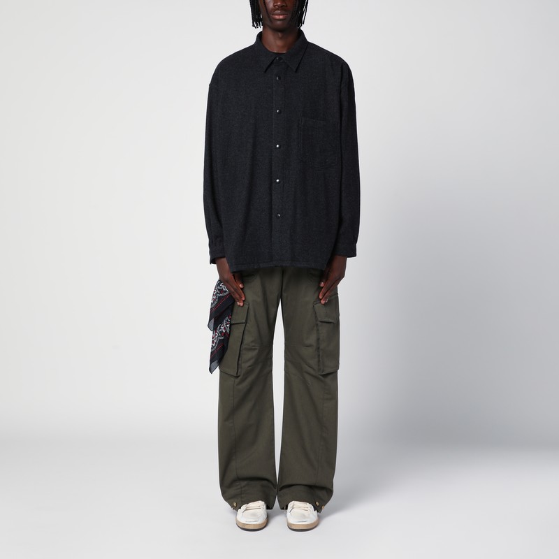 Charcoal grey wool and cashmere overshirt