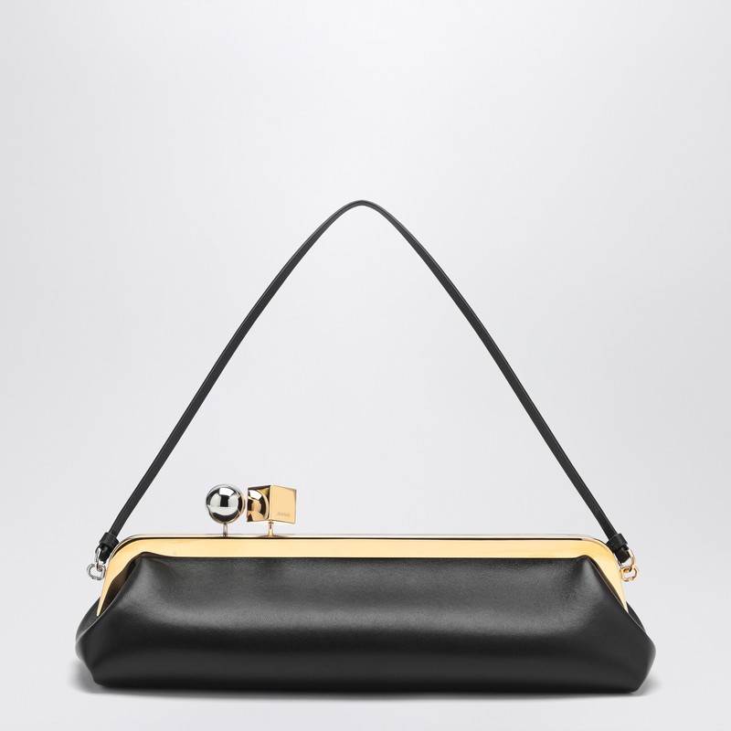 Salon black leather pouch