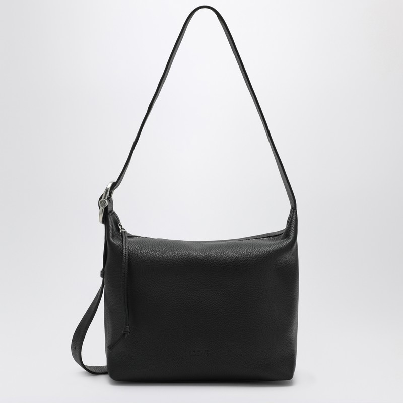 Loop Hobo bag in black grained leather