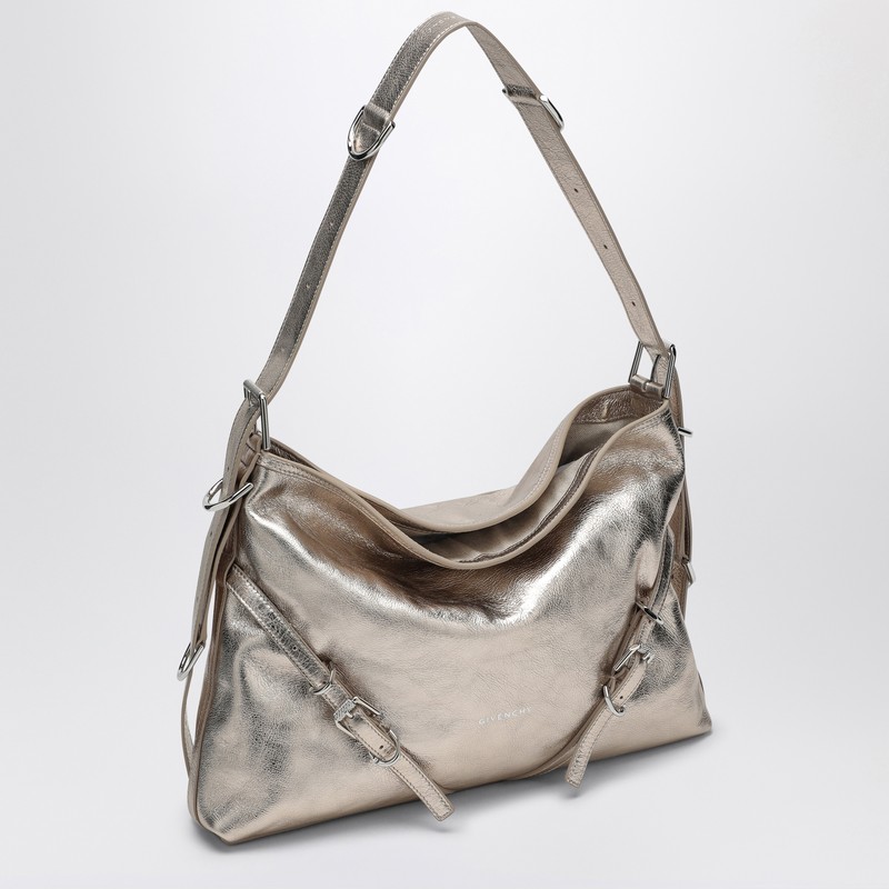 Givenchy Medium Voyou Laminated Leather Shoulder Bag In Metal