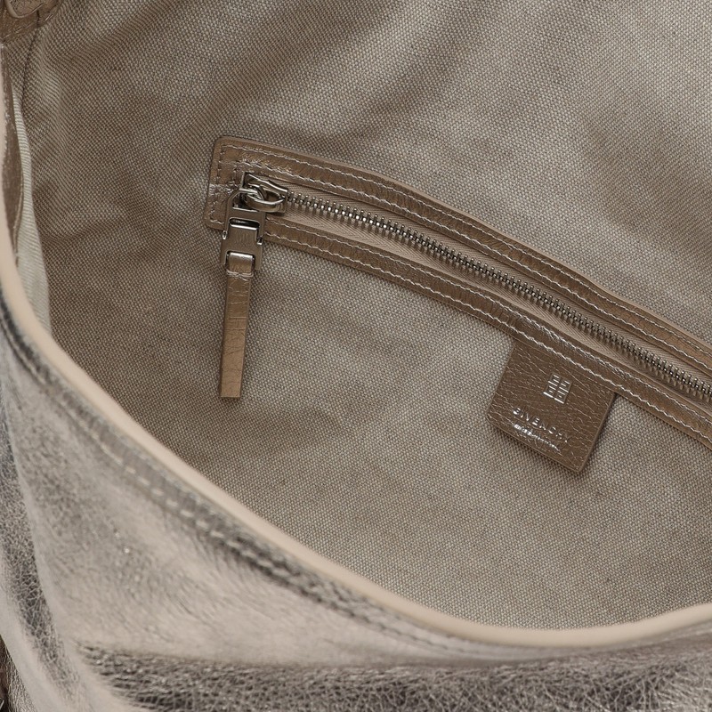 Givenchy Medium Voyou Laminated Leather Shoulder Bag In Metal