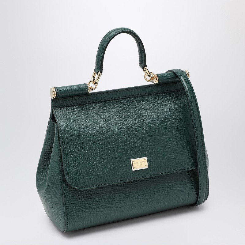 Dolce & Gabbana Large Dark Green Sicily Hand Bag In Blue