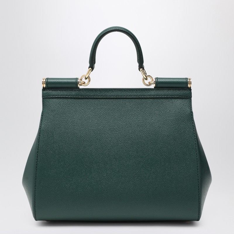 Dolce & Gabbana Large Dark Green Sicily Hand Bag In Blue