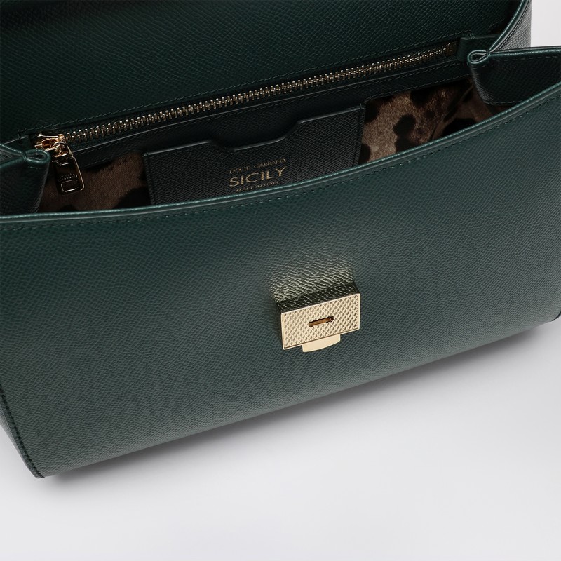 Dolce & Gabbana Large Dark Green Sicily Hand Bag In Blue