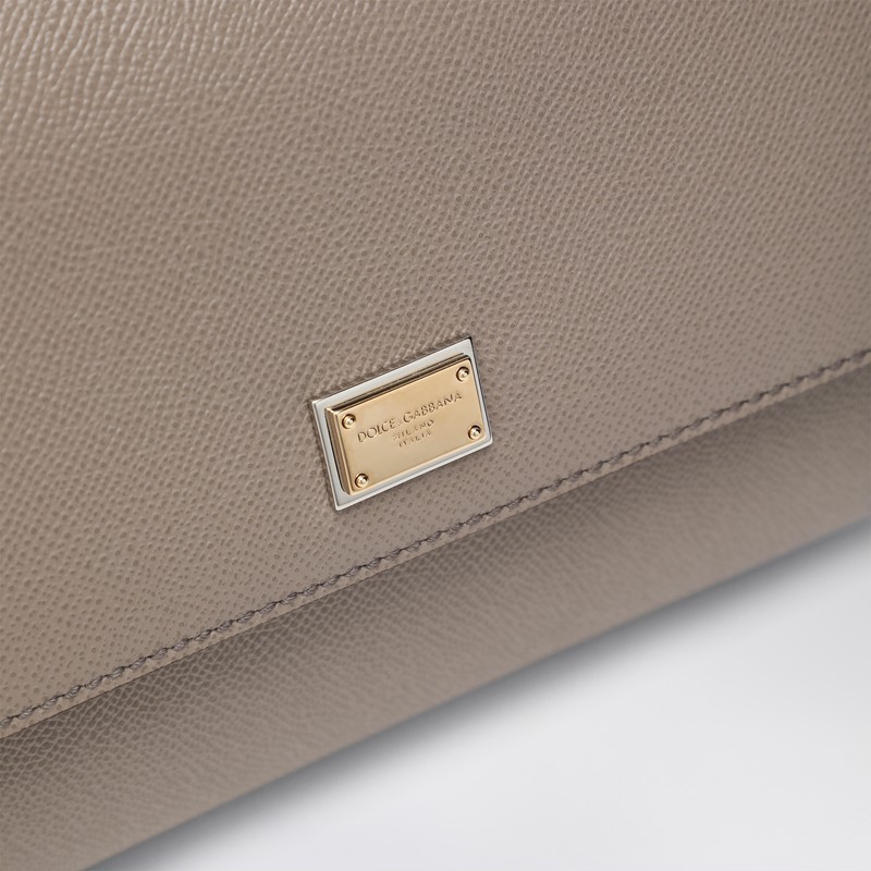 Dolce & Gabbana Large Sicily Leather Top Handle Bag In Gray