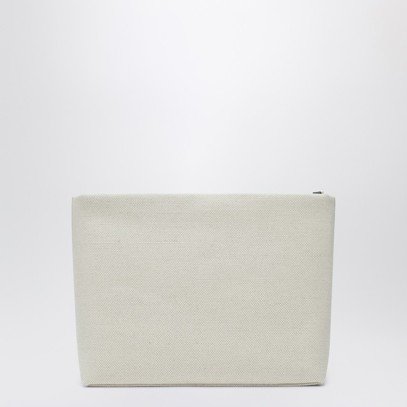 Givenchy Beige Fabric Logo Tape Pouch In Multi