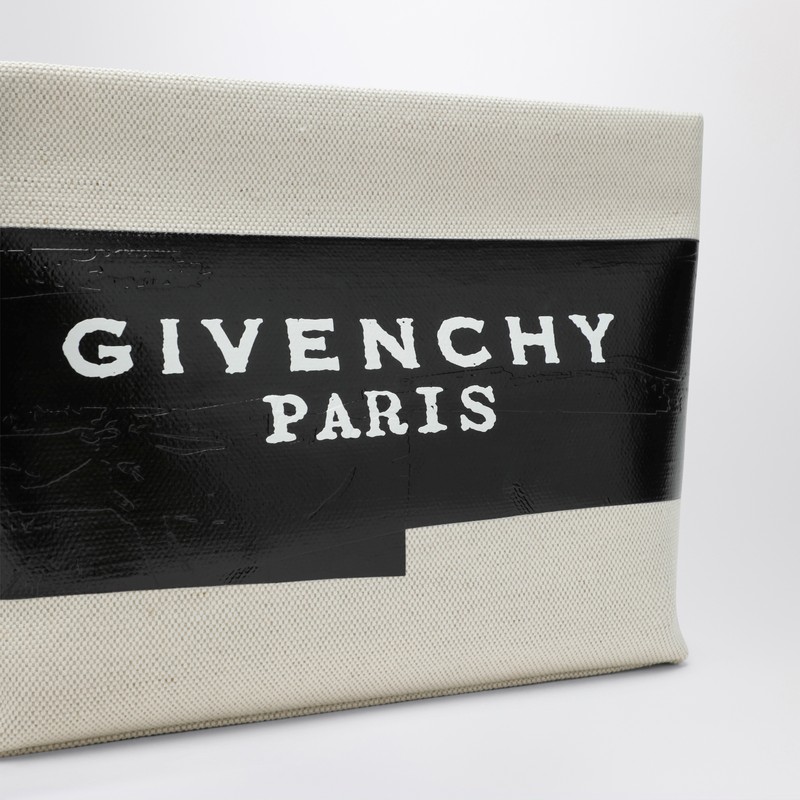 Givenchy Beige Fabric Logo Tape Pouch In Multi