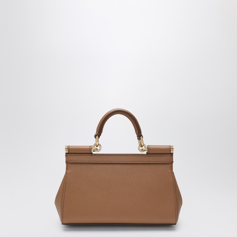 Dolce & Gabbana Small Sicily Top-handle Bag In Caramel Leather In Brown