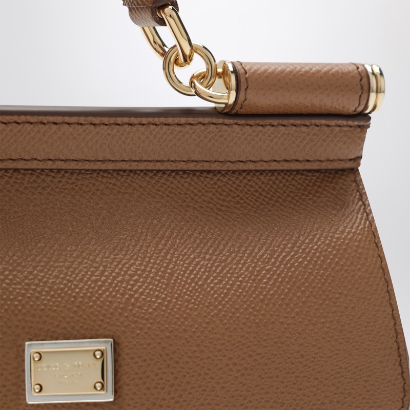 Dolce & Gabbana Small Sicily Top-handle Bag In Caramel Leather In Brown