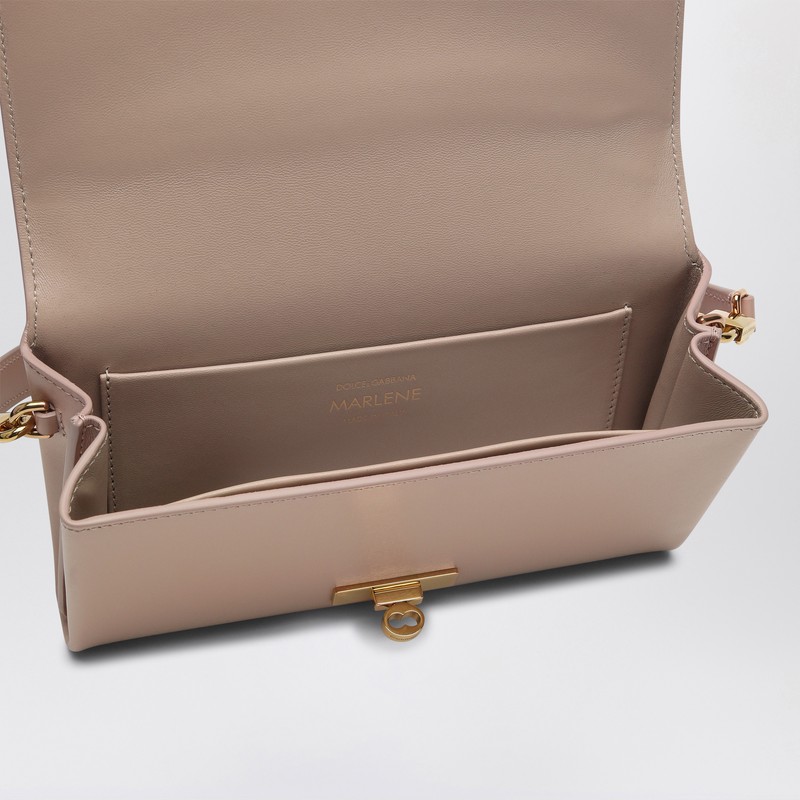 Dolce & Gabbana Marlene Calf Leather Shoulder Bag In Beige