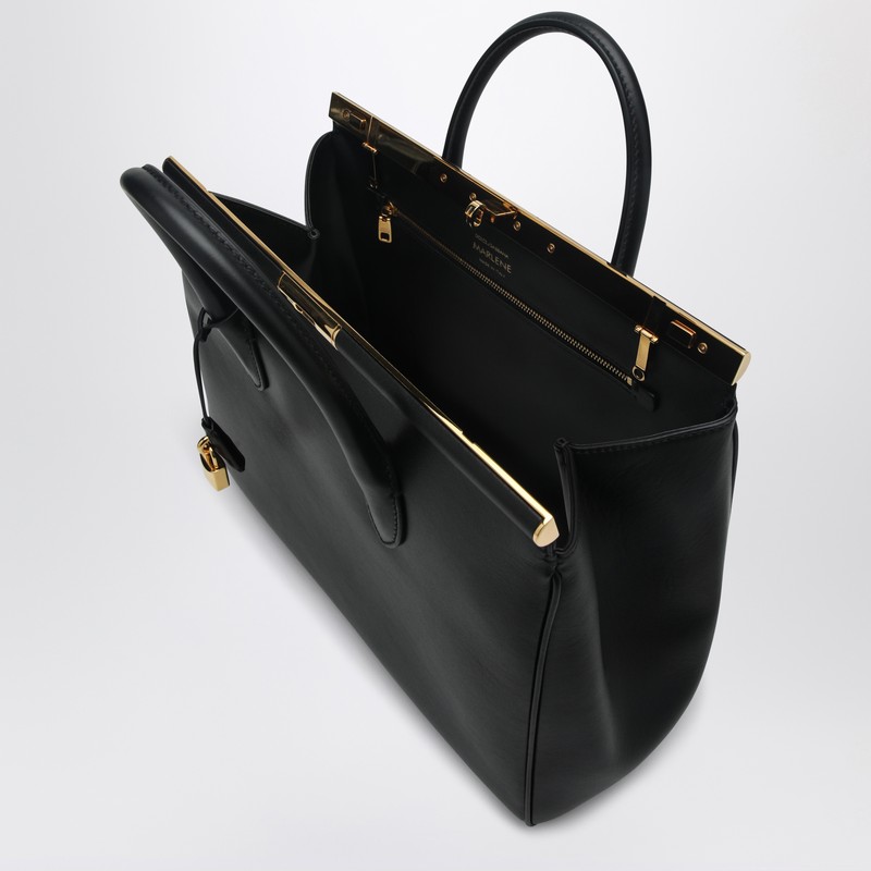 Dolce & Gabbana Xl Maxi Marlene Day Grained Leather Top Handle Bag In Black
