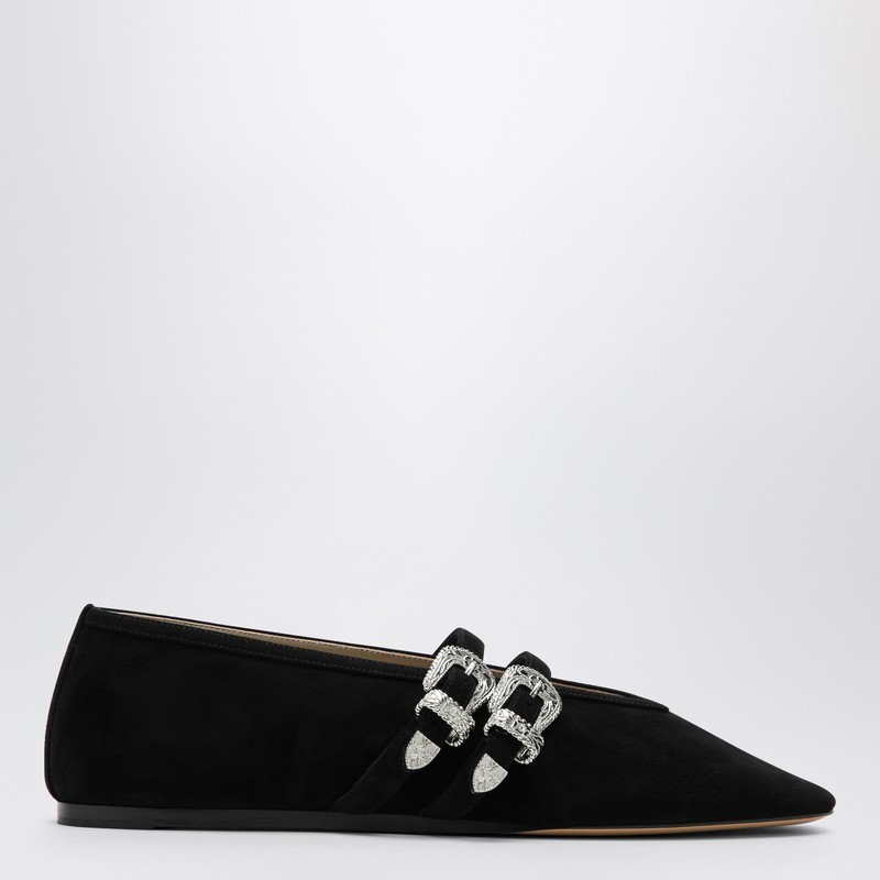 Black suede ballerina Claudia