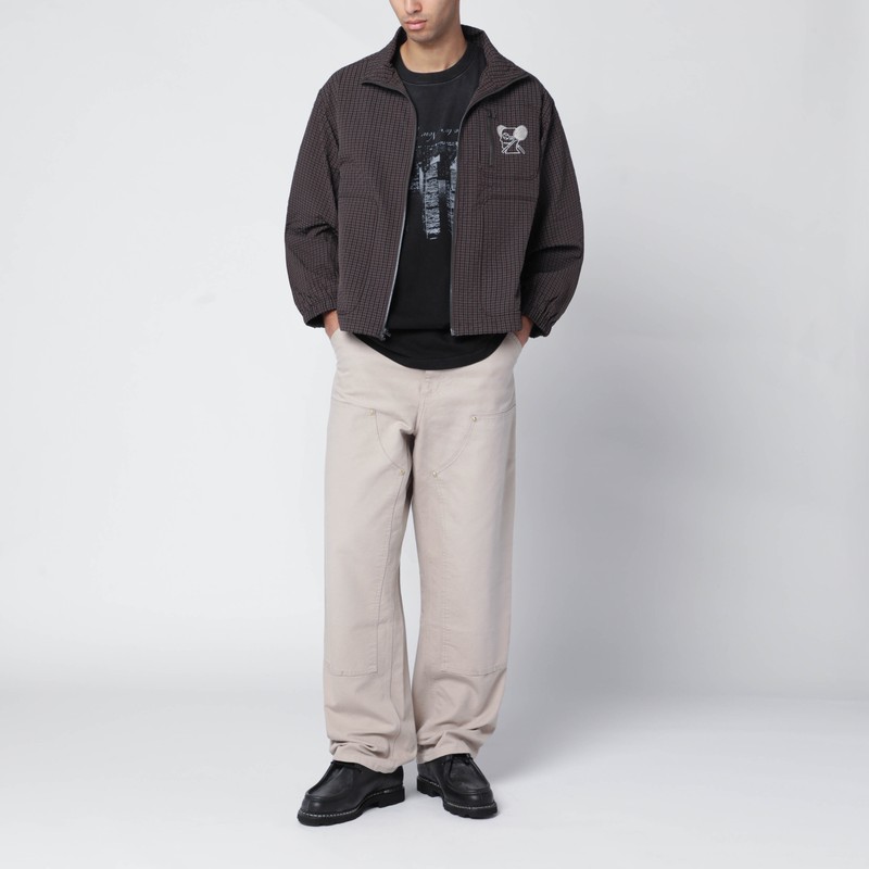 Brain Dead Brown Zip Jacket With Check Motif In Brown