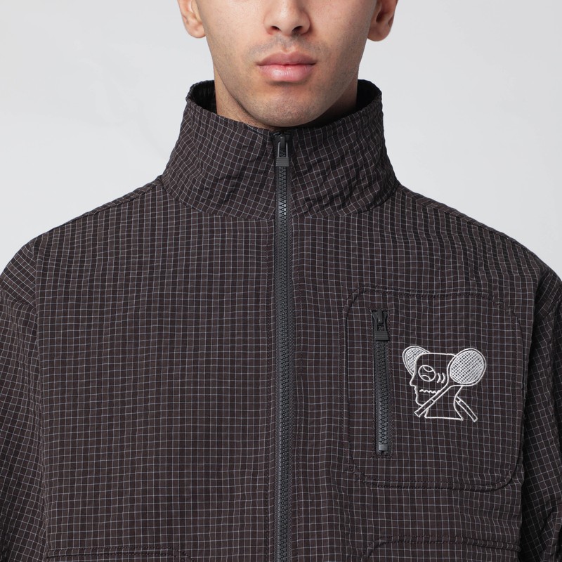 Brain Dead Brown Zip Jacket With Check Motif In Brown