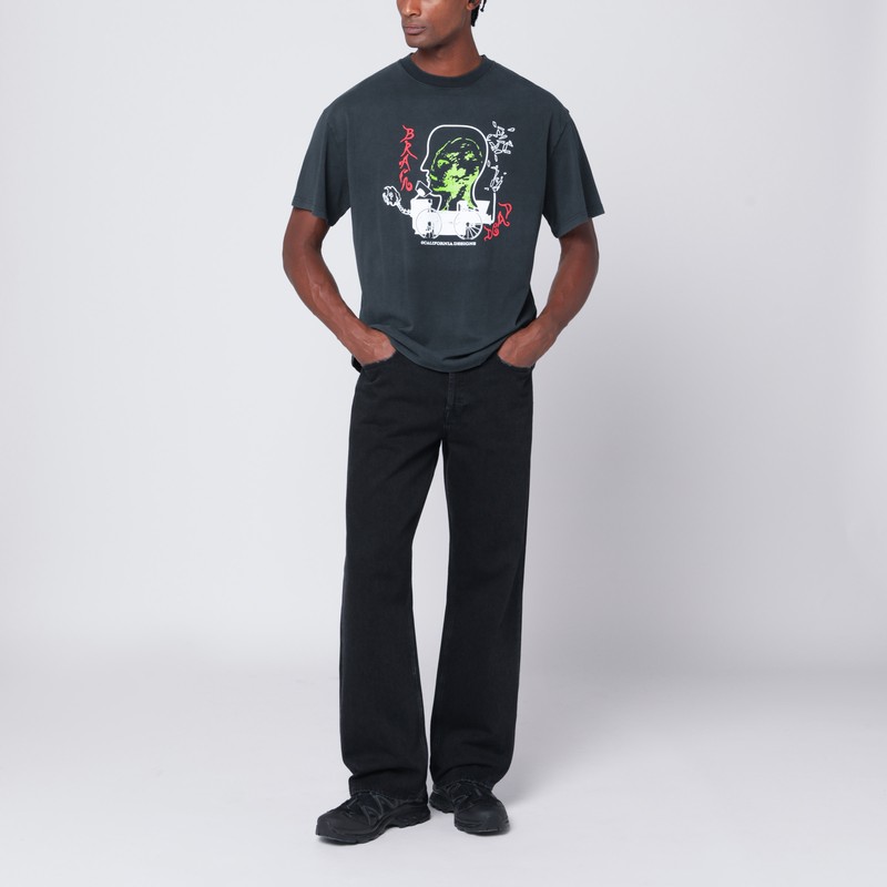 Brain Dead Faded Black Alien Tractor T-shirt In Black