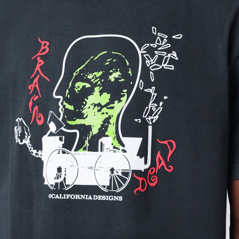 Brain Dead Faded Black Alien Tractor T-shirt In Black