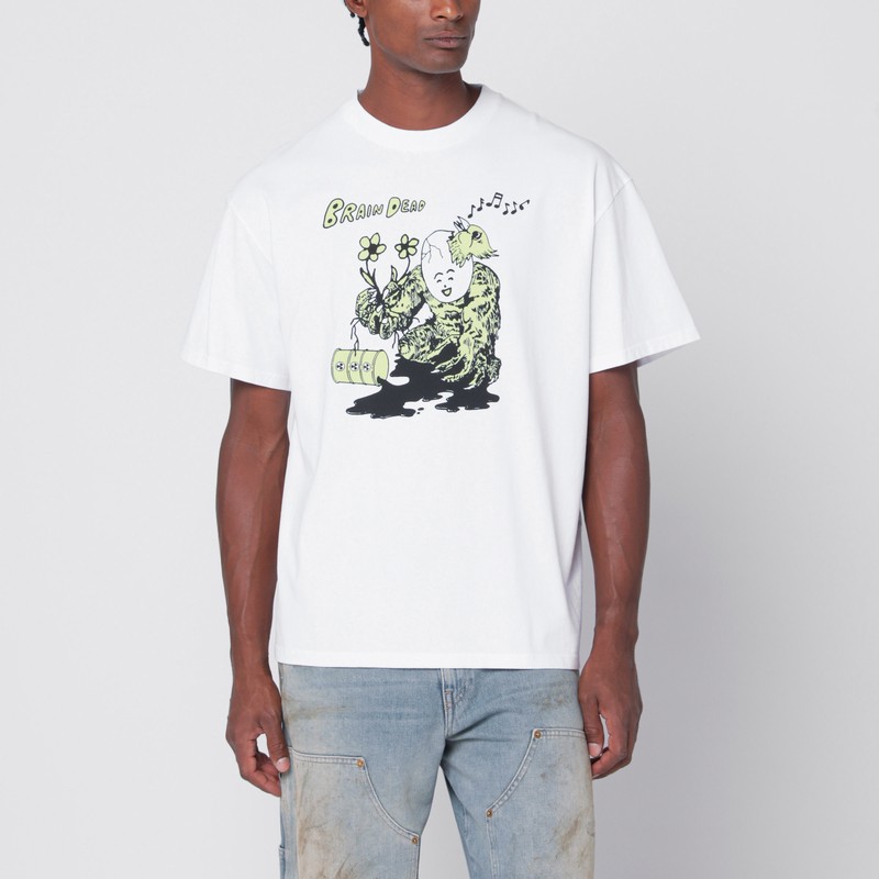 Brain Dead Scrambled Head Graphic T-shirt In White