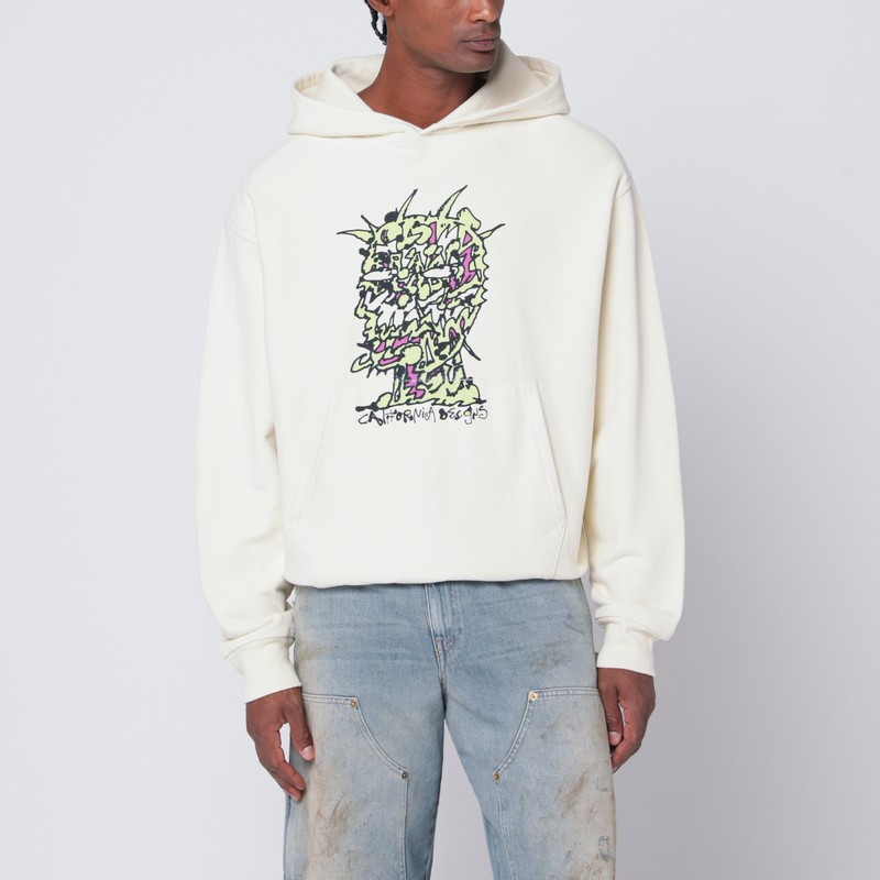 Brain Dead Scrambled Head Graphic Hooded Sweatshirt In Blue