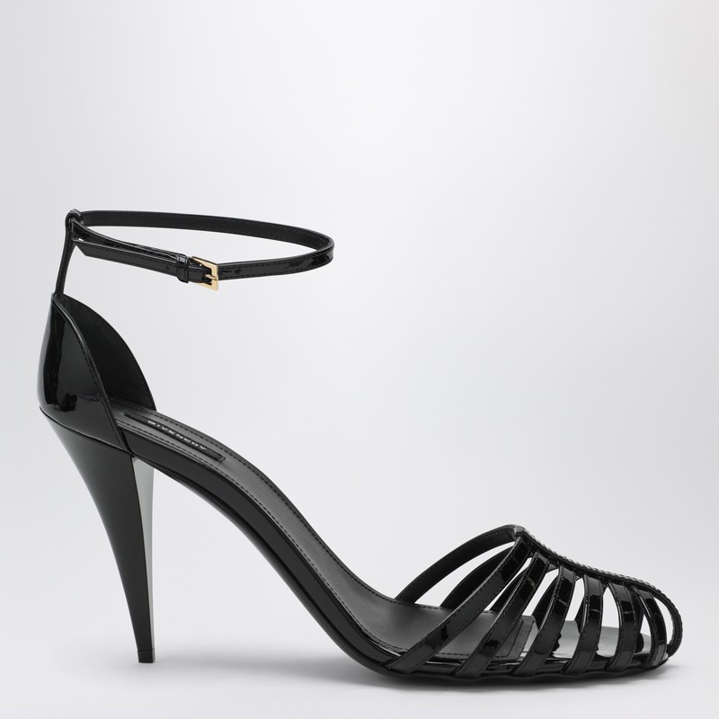 Patent Leather Cage Heeled Sandals