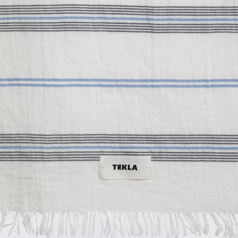 Tekla White Beach Towel With Striped Pattern In White