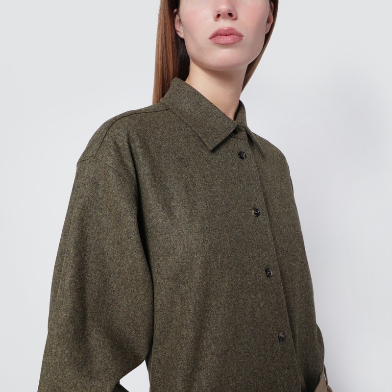 Max Mara Moss Green Shirt In Wool Felt In Green