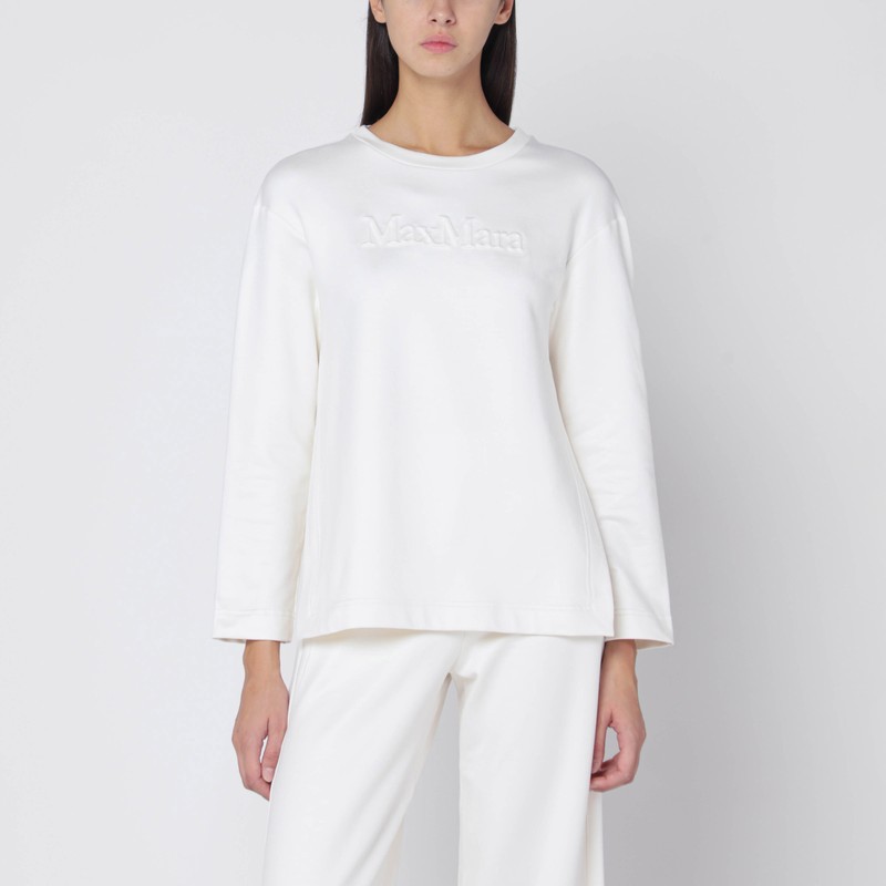 White sweatshirt in silk blend