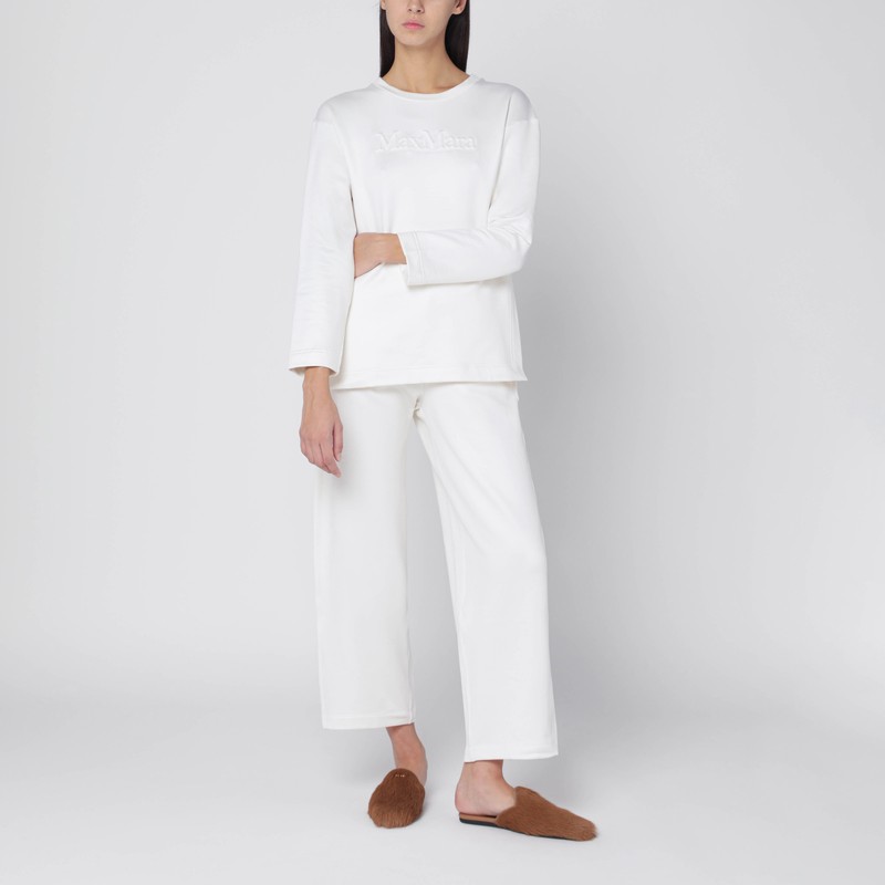 Max Mara White Sweatshirt In Silk Blend In White