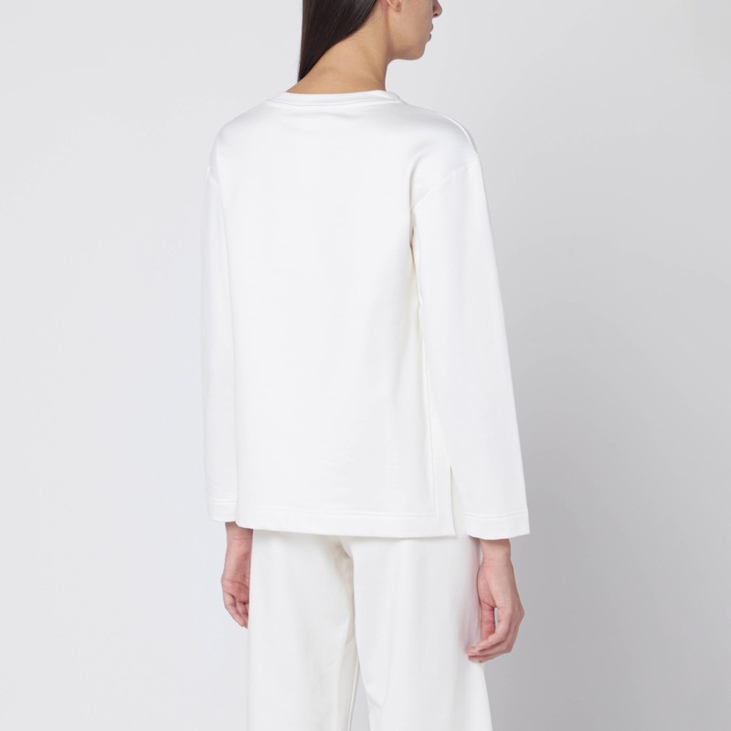 Max Mara White Sweatshirt In Silk Blend In White