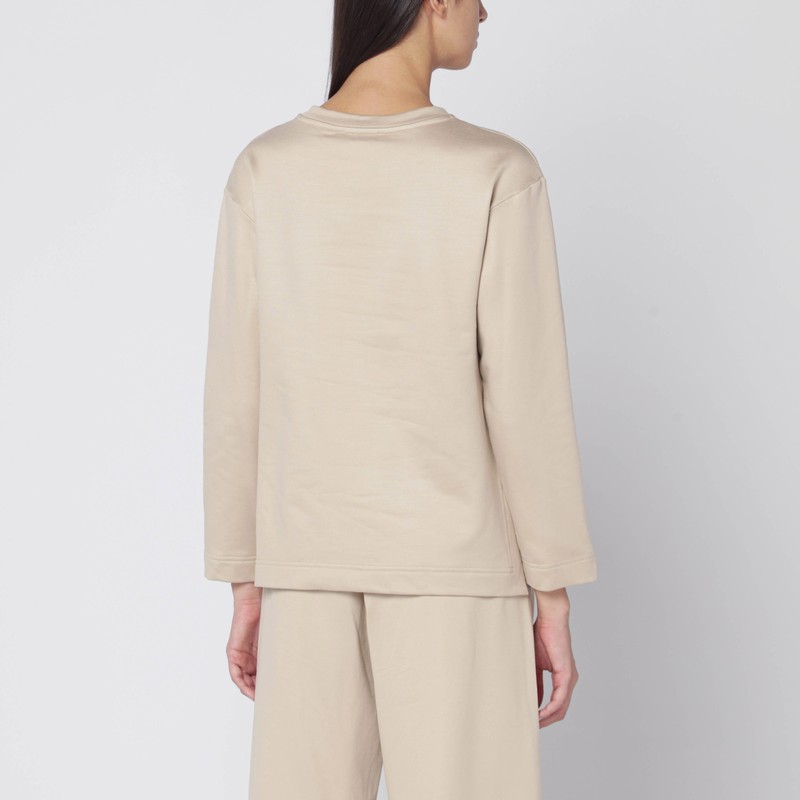 Max Mara Beige Sweatshirt In Silk Blend In Sand