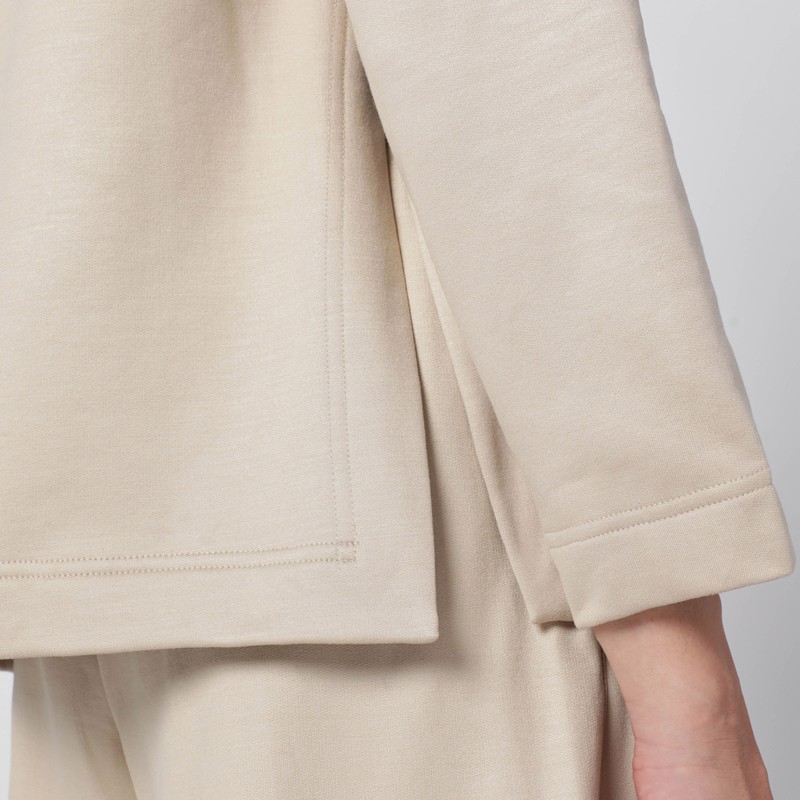 Max Mara Beige Sweatshirt In Silk Blend In Sand