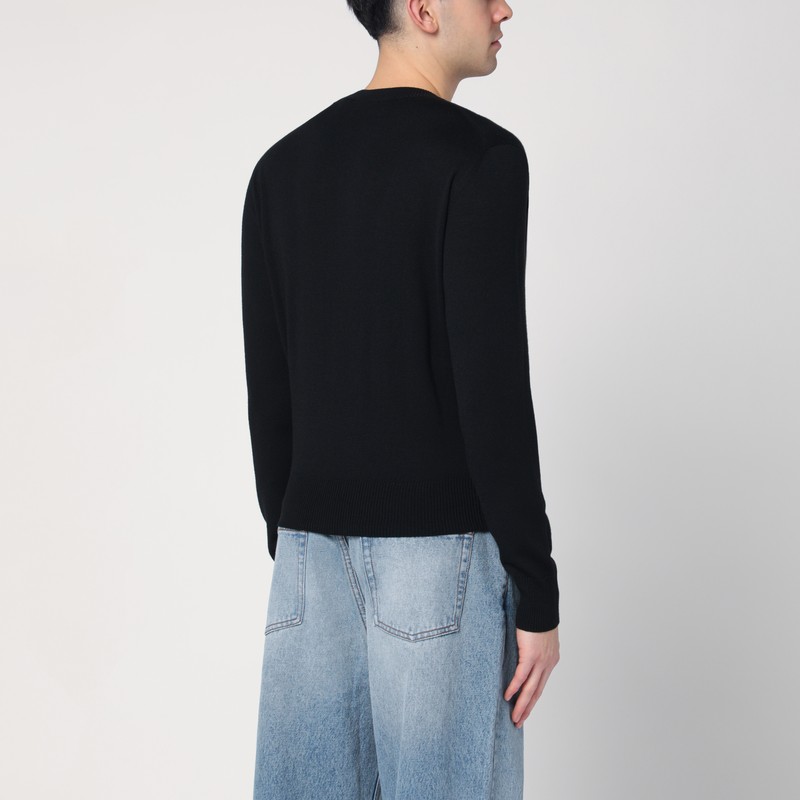 Ami Alexandre Mattiussi Black Crewneck Sweatshirt With Adc Embroidery In Cotton Blend Man In Black