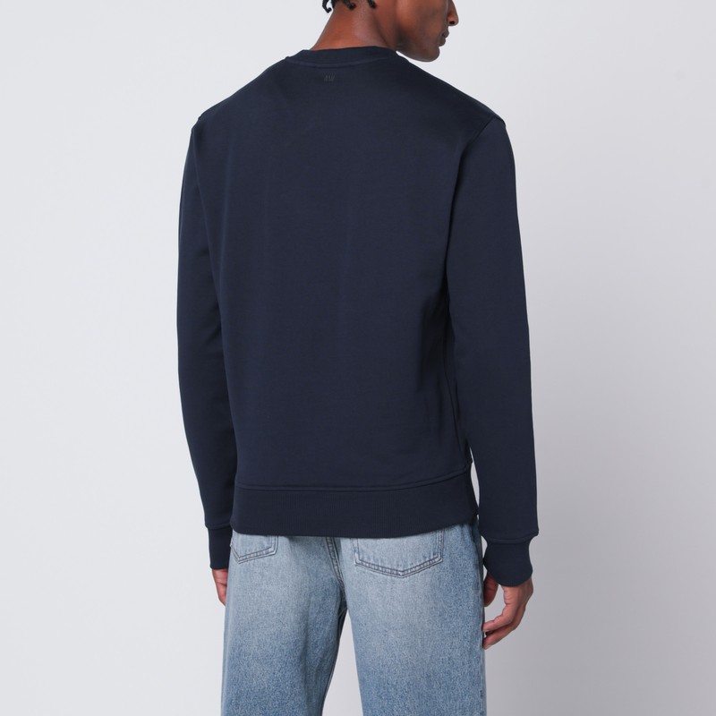 Ami Alexandre Mattiussi Small Adc Organic Cotton Logo Embroidered Crewneck Sweatshirt In Blue